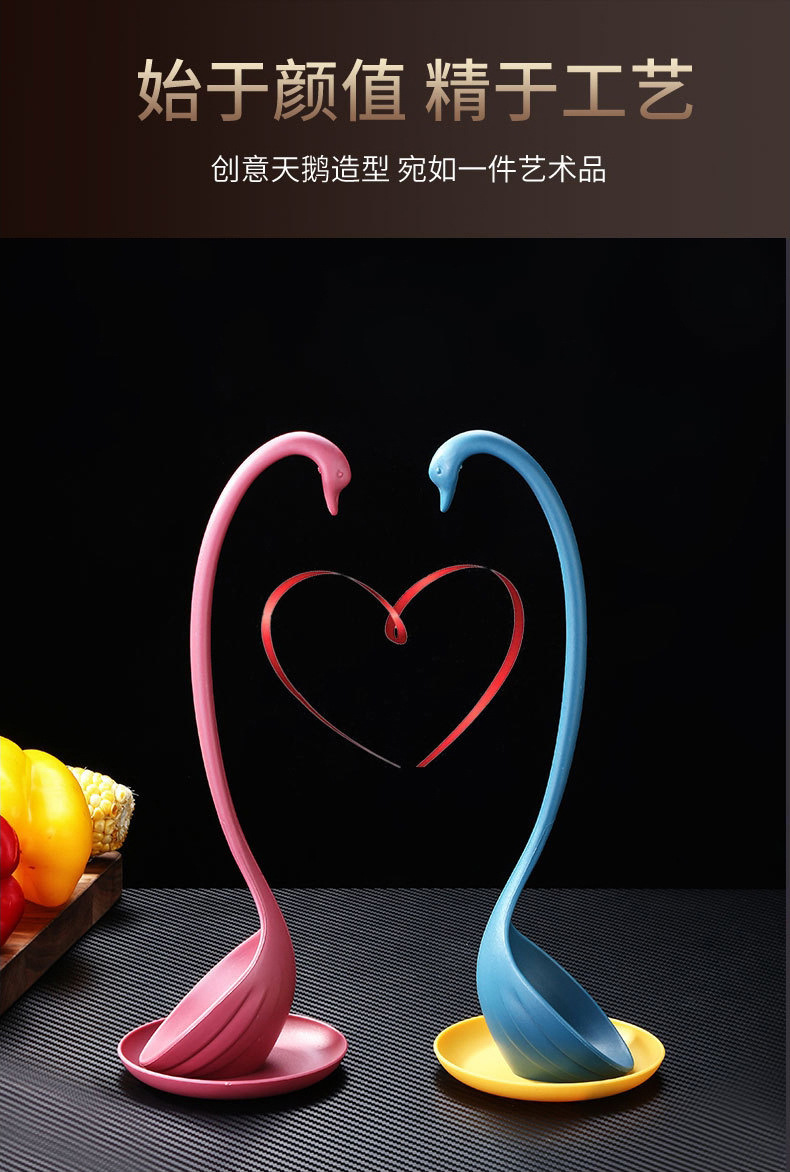 Japanese Francfranc Swan with Tray Vertical Soup Spoon Cross-Border Hot Selling Swan Creative Soup Spoon Wheat Japanese Francfranc Swan with Tray Vertical Soup Spoon Cross-Border Hot Selling Swan Creative Soup Spoon Wheat