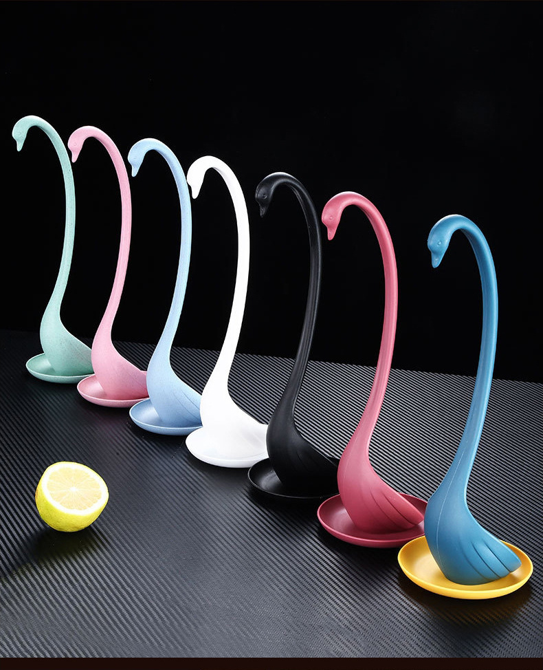 Japanese Francfranc Swan with Tray Vertical Soup Spoon Cross-Border Hot Selling Swan Creative Soup Spoon Wheat Japanese Francfranc Swan with Tray Vertical Soup Spoon Cross-Border Hot Selling Swan Creative Soup Spoon Wheat