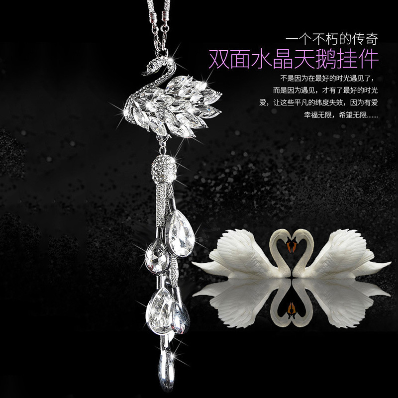 Car Accessories Crystal Cute Cartoon Swan for Car Interior Rearview Mirror Purple Pendant Car Accessories Tassel Female