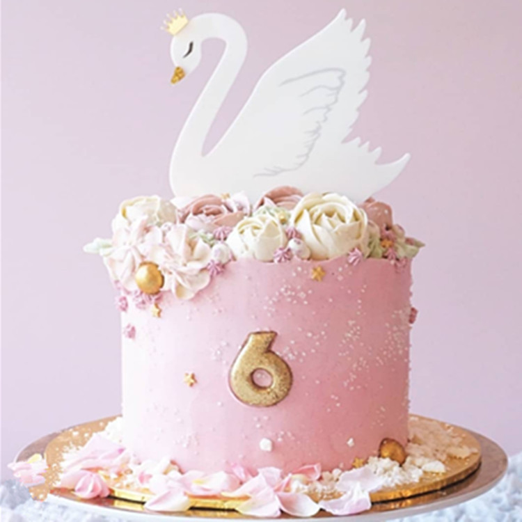 Baking Cake Topper Ins Style Black and White Swan Acrylic Cake Decorative Insertion Plug-in Party Dress up
