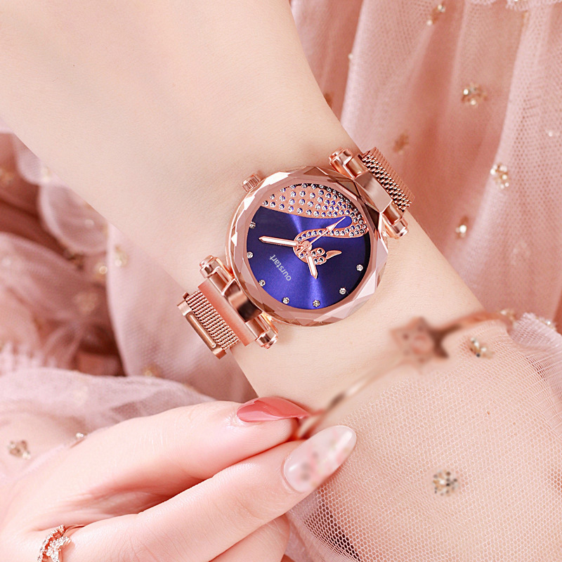 New Diamond-Embedded Milan Strap Swan Watch Lazy Watch Magnetic Suction Magnet Women's Watch TikTok Hot New Diamond-Embedded Milan Strap Swan Watch Lazy Watch Magnetic Suction Magnet Women's Watch TikTok Hot