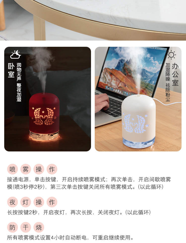 Cross-Border Hot Selling Swan Humidifier Mini Car Humidifier Desktop Office Hydrating Instrument Home Bed Head Humidifier