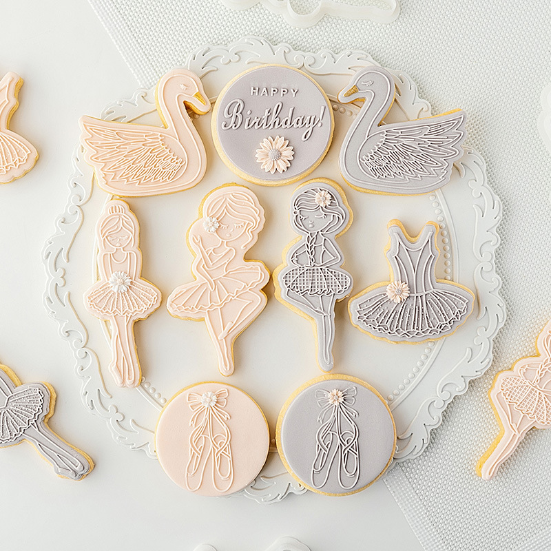 Baking Cake Tools European Dessert Mold Frosting Cutter Ballet Girl White Swan Fondant Cookies Pressing Die