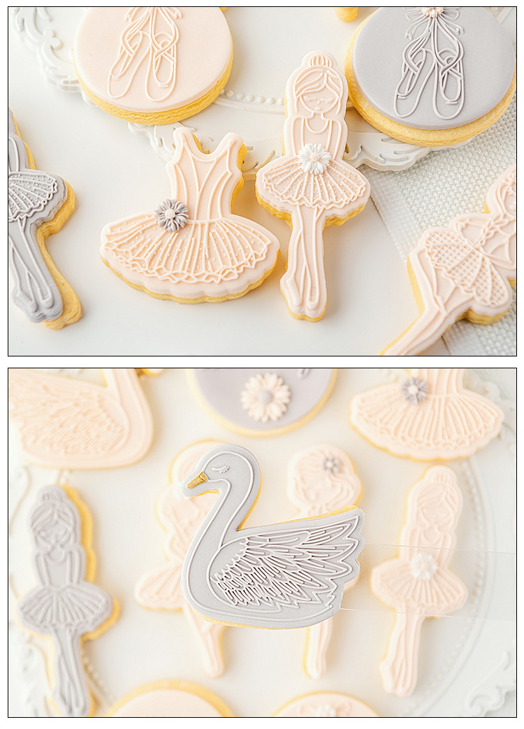 Baking Cake Tools European Dessert Mold Frosting Cutter Ballet Girl White Swan Fondant Cookies Pressing Die