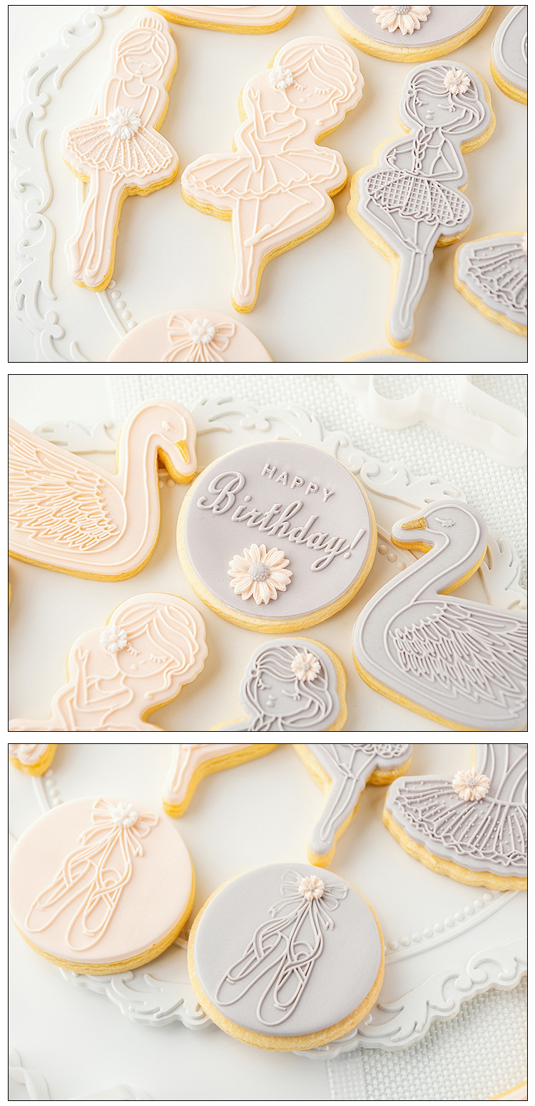 Baking Cake Tools European Dessert Mold Frosting Cutter Ballet Girl White Swan Fondant Cookies Pressing Die