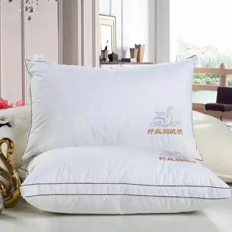 Cotton Twill High-Count and High-Density Swan Embroidery Pillow Inner Wholesale