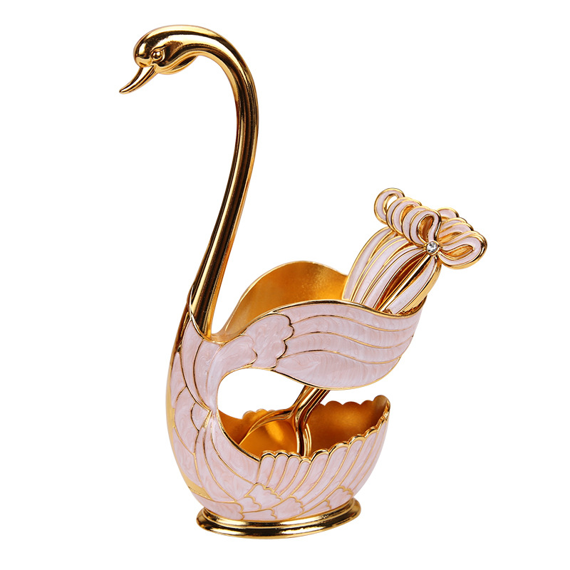 European Style Coffee Spoon Fruit Spoon Fork Set Home Ornaments Fashion Fruit Cute Swan Dessert Spoon Cutlery
