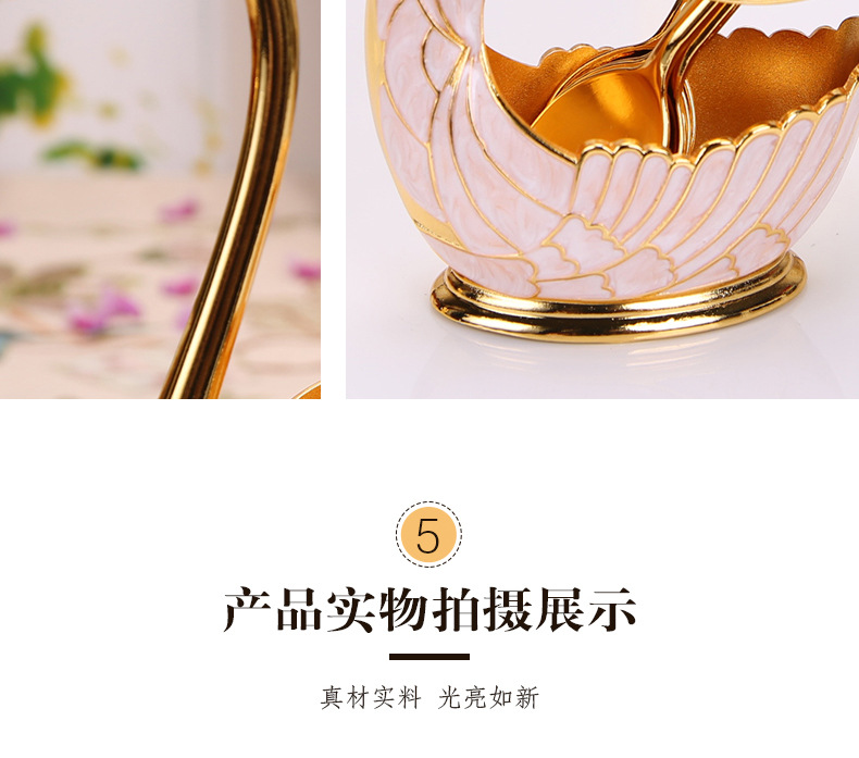 European Style Coffee Spoon Fruit Spoon Fork Set Home Ornaments Fashion Fruit Cute Swan Dessert Spoon Cutlery