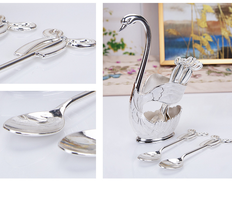 European Style Coffee Spoon Fruit Spoon Fork Set Home Ornaments Fashion Fruit Cute Swan Dessert Spoon Cutlery