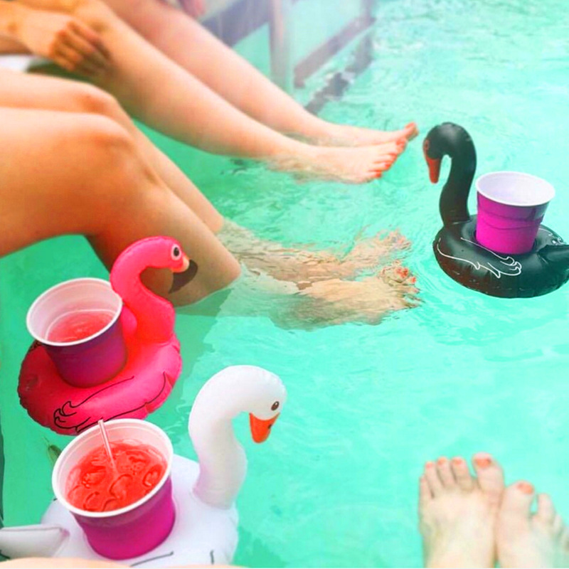 Manufacturers spot ins hot selling black and white Swan cup holder inflatable water coaster floating drink coaster