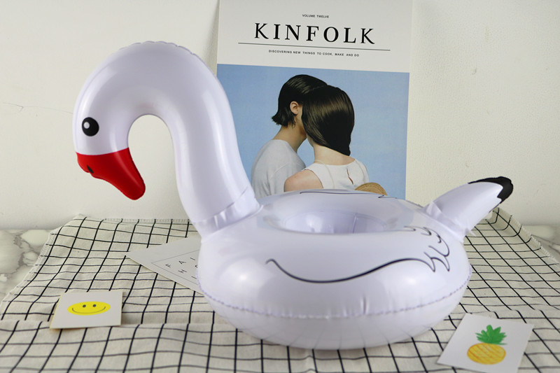 Manufacturers spot ins hot selling black and white Swan cup holder inflatable water coaster floating drink coaster