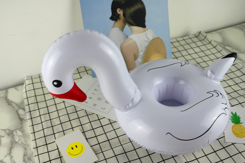 Manufacturers spot ins hot selling black and white Swan cup holder inflatable water coaster floating drink coaster