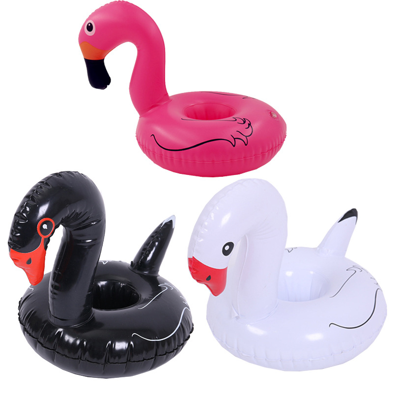 Manufacturers spot ins hot selling black and white Swan cup holder inflatable water coaster floating drink coaster