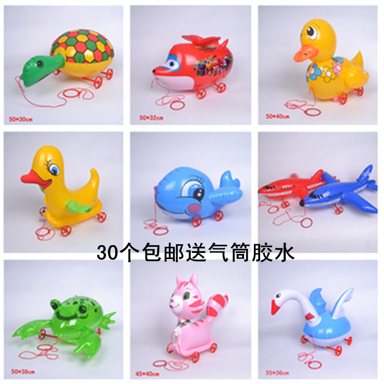 Children&#039;s Inflatable Cartoon Toy Stall Night Market Square Inflatable Animal Trolley Cable Tiger Chicken Swan