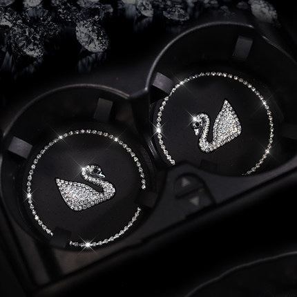 Car Water Cup Mat Car New Anti-Slip Mat Swan Cute Cartoon Diamond Storage Tank Pad Soft Rubber Skid Pad Female