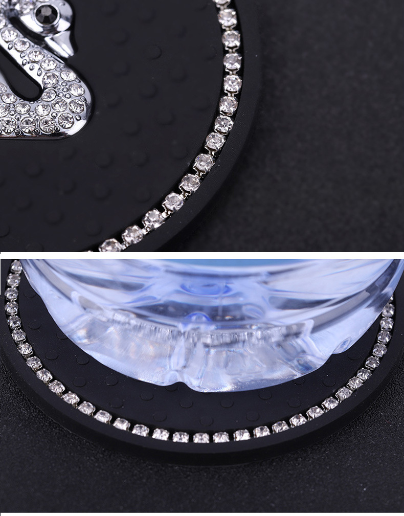 Car Water Cup Mat Car New Anti-Slip Mat Swan Cute Cartoon Diamond Storage Tank Pad Soft Rubber Skid Pad Female
