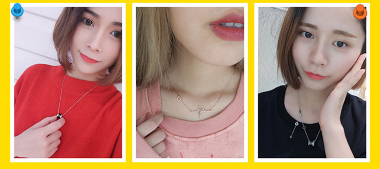 Same Style Internet Celebrity FourLeaf Clover Pendant Titanium Steel Necklace Female Swan Clavicle Chain Letter Necklace Same Style Internet Celebrity FourLeaf Clover Pendant Titanium Steel Necklace Female Swan Clavicle Chain Letter Necklace