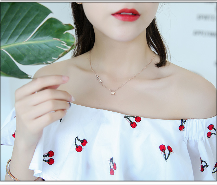 Same Style Internet Celebrity FourLeaf Clover Pendant Titanium Steel Necklace Female Swan Clavicle Chain Letter Necklace Same Style Internet Celebrity FourLeaf Clover Pendant Titanium Steel Necklace Female Swan Clavicle Chain Letter Necklace