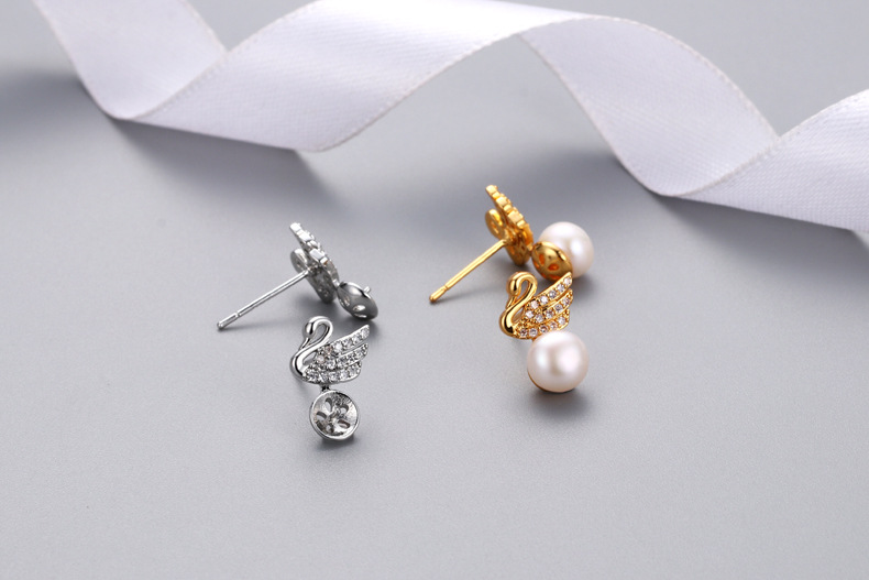 Swan Pearl Eardrop Jewelry Personalized and Temperamental Stud Earrings Women's Finished Product Eardrop Frame Whole Swan Pearl Eardrop Jewelry Personalized and Temperamental Stud Earrings Women's Finished Product Eardrop Frame Whole