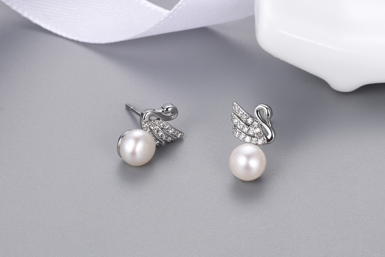Swan Pearl Eardrop Jewelry Personalized and Temperamental Stud Earrings Women's Finished Product Eardrop Frame Whole Swan Pearl Eardrop Jewelry Personalized and Temperamental Stud Earrings Women's Finished Product Eardrop Frame Whole