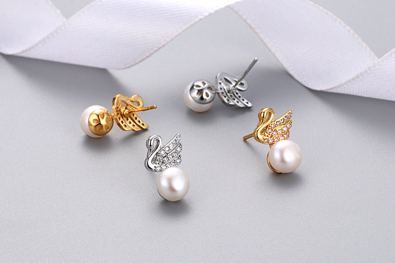 Swan Pearl Eardrop Jewelry Personalized and Temperamental Stud Earrings Women's Finished Product Eardrop Frame Whole Swan Pearl Eardrop Jewelry Personalized and Temperamental Stud Earrings Women's Finished Product Eardrop Frame Whole
