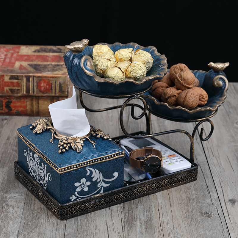 European-Style Creative Tissue Box Dining Table and Tea Table in Living Room Fruit Plate Decoration Practical Decoration Multifunctional Dried Fruit Tray Paper Extraction Box
