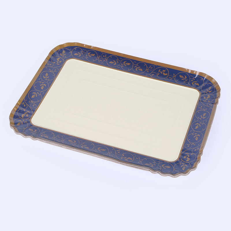 Disposable thickened gold paper plate paper plate wedding party barbecue with a tray steak lamb chops manufacturers direct