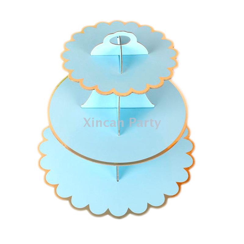 Baby Children &#039;S Birthday Party Cake Tray Wedding Party Dessert Table Dim Sum Plate Paper Three-Layer Cake Shelf