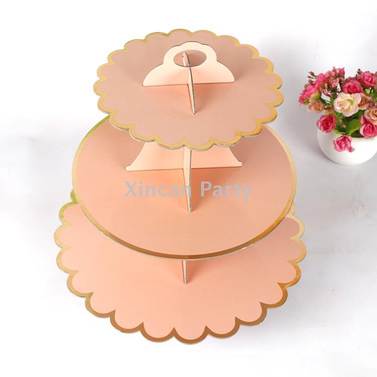 Baby Children &#039;S Birthday Party Cake Tray Wedding Party Dessert Table Dim Sum Plate Paper Three-Layer Cake Shelf