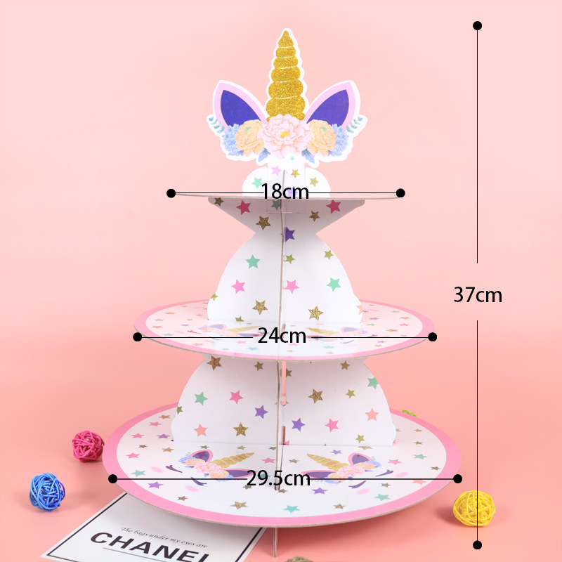 Baby Children 'S Birthday Party Cake Tray Wedding Party Dessert Table Dim Sum Plate Paper Three-Layer Cake Shelf Baby Children 'S Birthday Party Cake Tray Wedding Party Dessert Table Dim Sum Plate Paper Three-Layer Cake Shelf