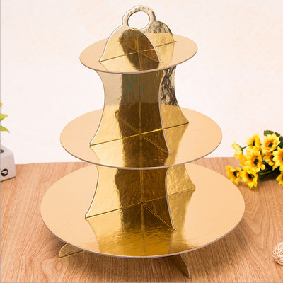 Baby Children 'S Birthday Party Cake Tray Wedding Party Dessert Table Dim Sum Plate Paper Three-Layer Cake Shelf Baby Children 'S Birthday Party Cake Tray Wedding Party Dessert Table Dim Sum Plate Paper Three-Layer Cake Shelf