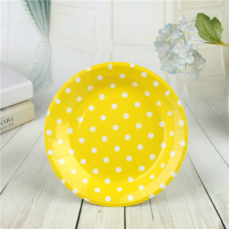 Birthday party supplies 7 inch polka dot paper plate Korean version wave point cake plate party disposable barbecue dinner plate
