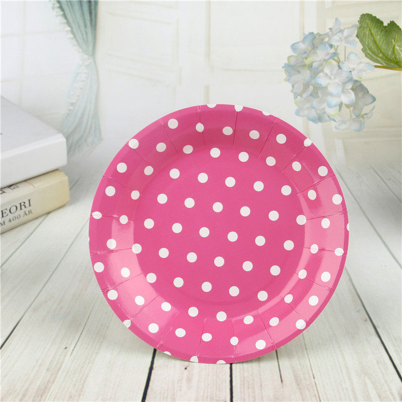 Birthday party supplies 7 inch polka dot paper plate Korean version wave point cake plate party disposable barbecue dinner plate
