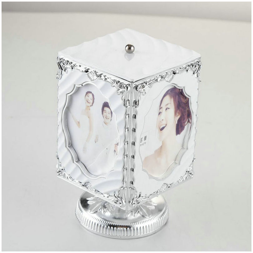 Factory Wholesale Creative Rotational Clockwork Photo Frame Music Box 5-Inch Gift Photo Frame Combined Table Photo Box
