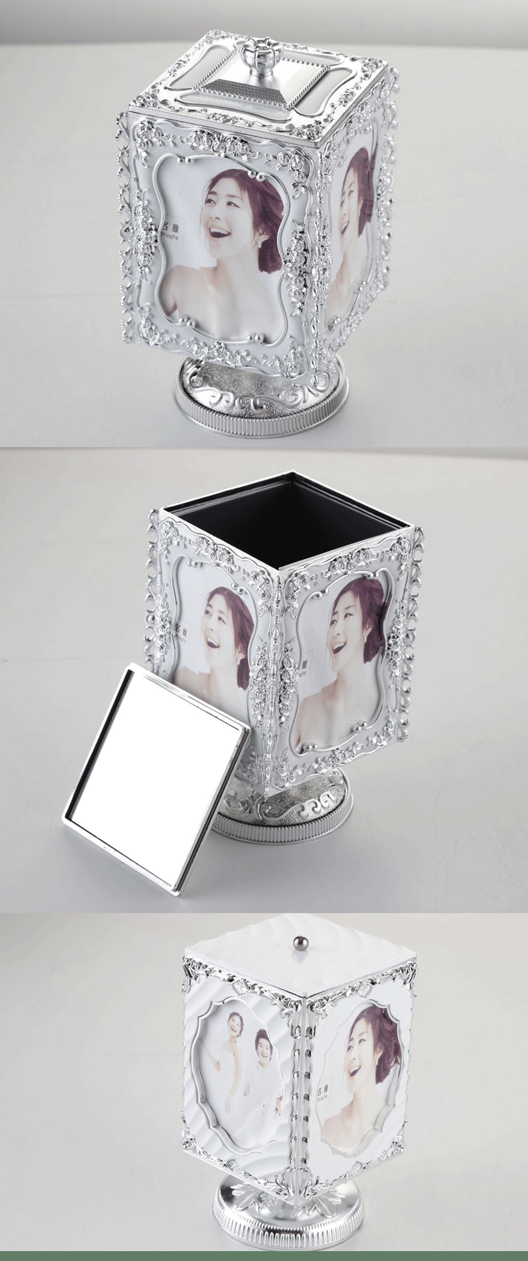 Factory Wholesale Creative Rotational Clockwork Photo Frame Music Box 5-Inch Gift Photo Frame Combined Table Photo Box
