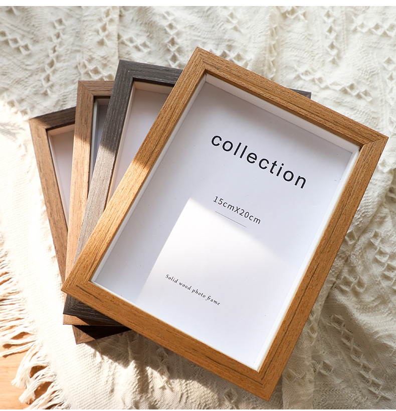 Simple Table-Top Solid Wood Photo Frame plus Wash Print Photo Frame Photo Frame Three-Dimensional Hollow Nail Art Frame 6-Inch