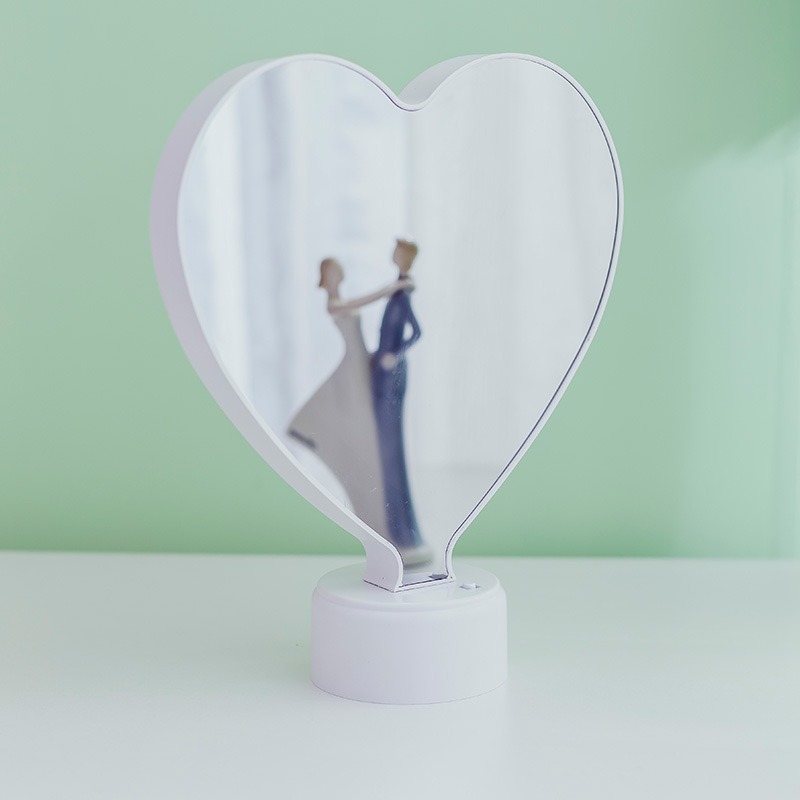 Led Magic Mirror Photo Frame round Bottom Heart Makeup Mirror Multifunctional Heart-Shaped Creative Photo Frame Wholesale