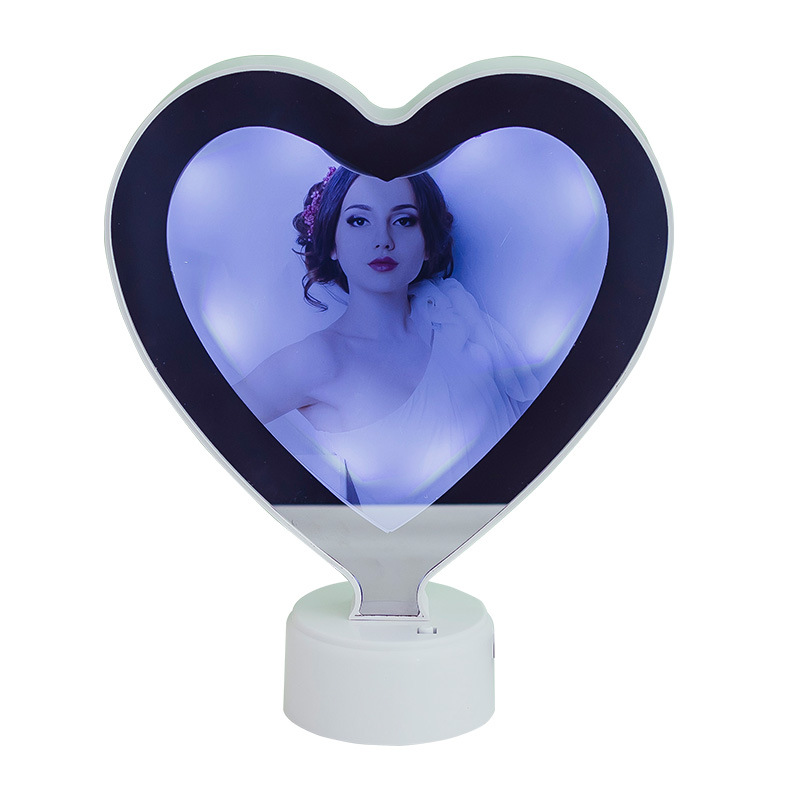 Led Magic Mirror Photo Frame round Bottom Heart Makeup Mirror Multifunctional Heart-Shaped Creative Photo Frame Wholesale