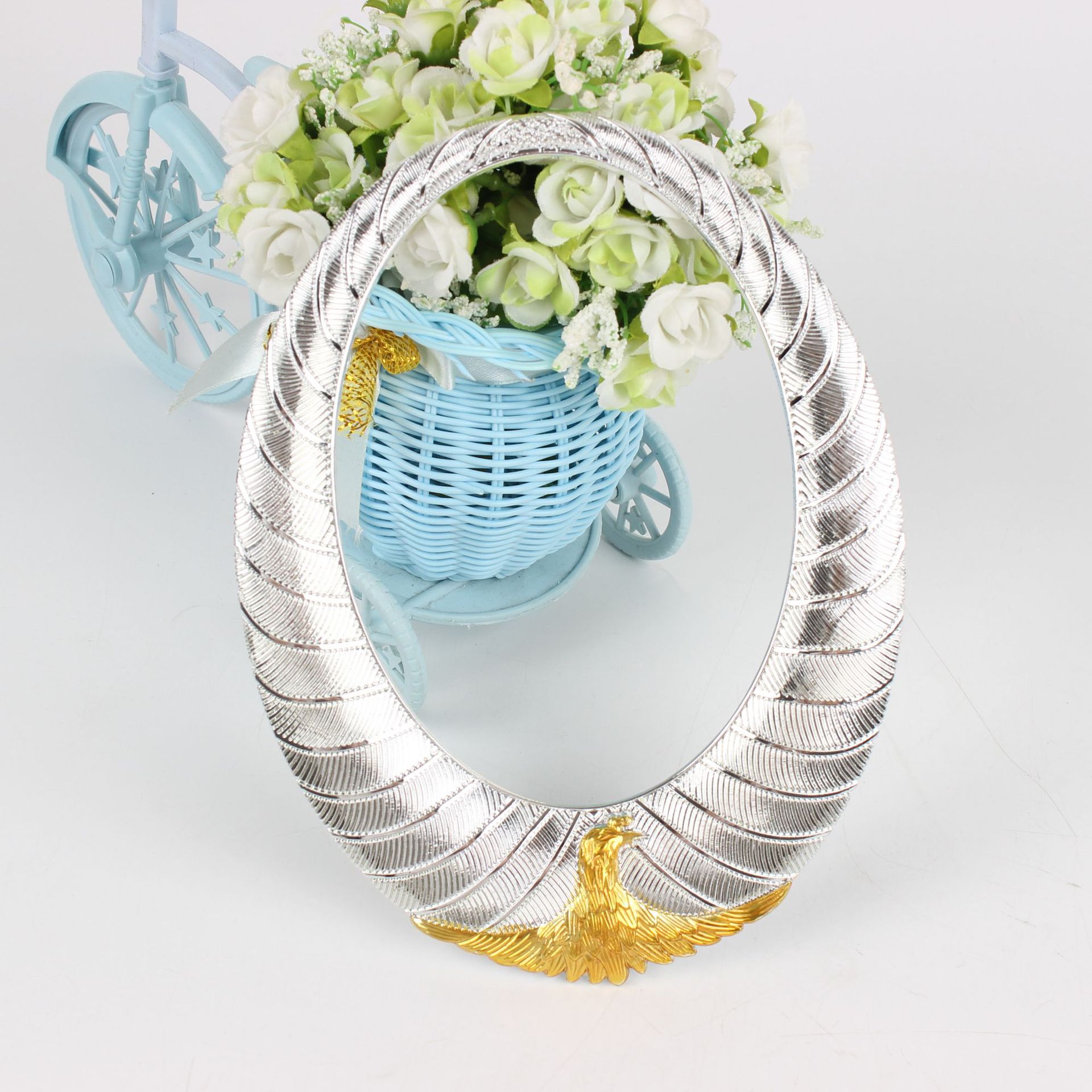 Oval Medal Flower Frame Plastic Medal Lace Window Medal Accessories Medal Custom Peacock Photo Frame