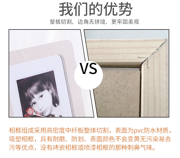 Customized Wholesale Creative Nordic Style Photo Frame Waterproof Moisture-Proof Living Room Wooden Blister Photo Frame