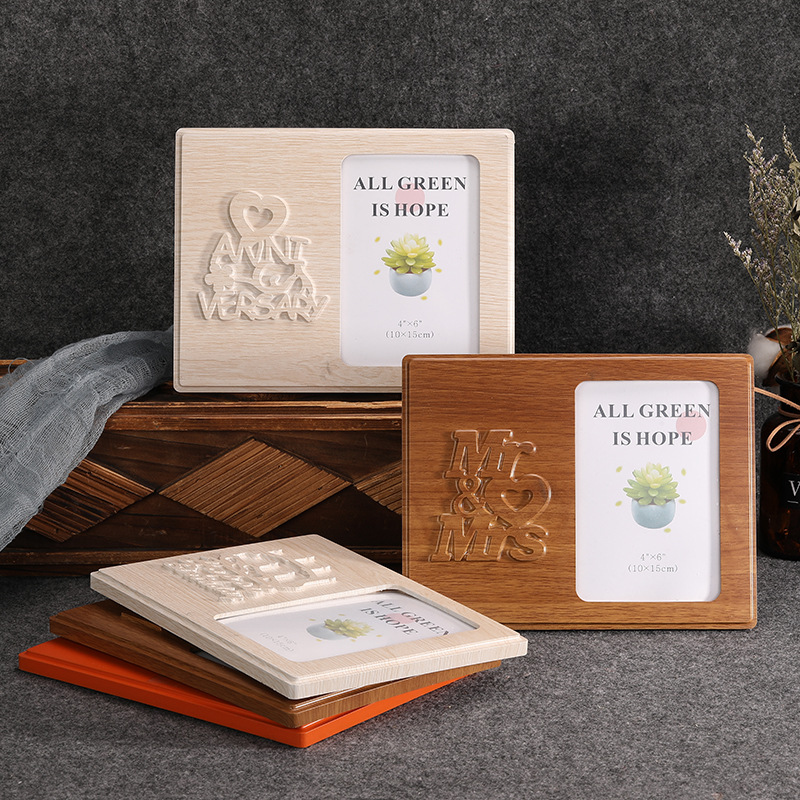European-Style Minimalist Creative Table Wall Cabinet Decoration Rectangular Wooden Bracket Photo Frame Picture Can Be Customized Factory Wholesale