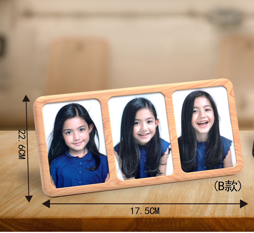 Photo Frame and Picture Frame Haotao Photo Frame HT-HC7753AB Wood Grain 5-Inch Three-Grid Photo Frame (2 Colors)