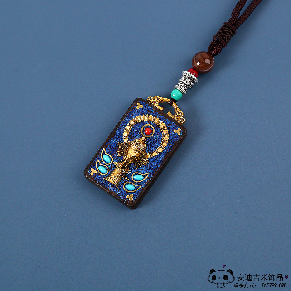 Vintage Nepal Tibet Thangka Handmade Blackwood Keychain Pendant High-End Gift Ethnic Style Ornaments Popular