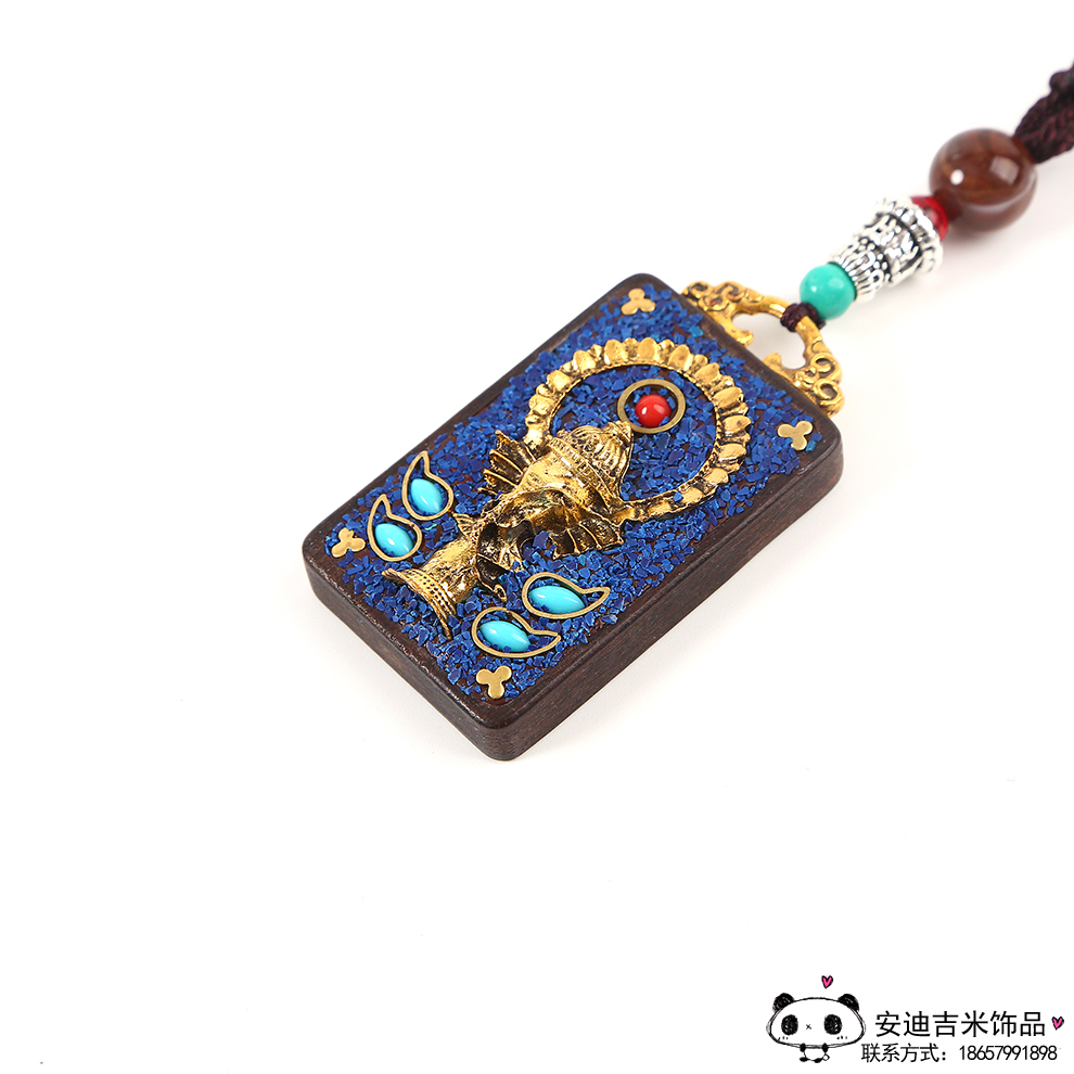 Vintage Nepal Tibet Thangka Handmade Blackwood Keychain Pendant High-End Gift Ethnic Style Ornaments Popular