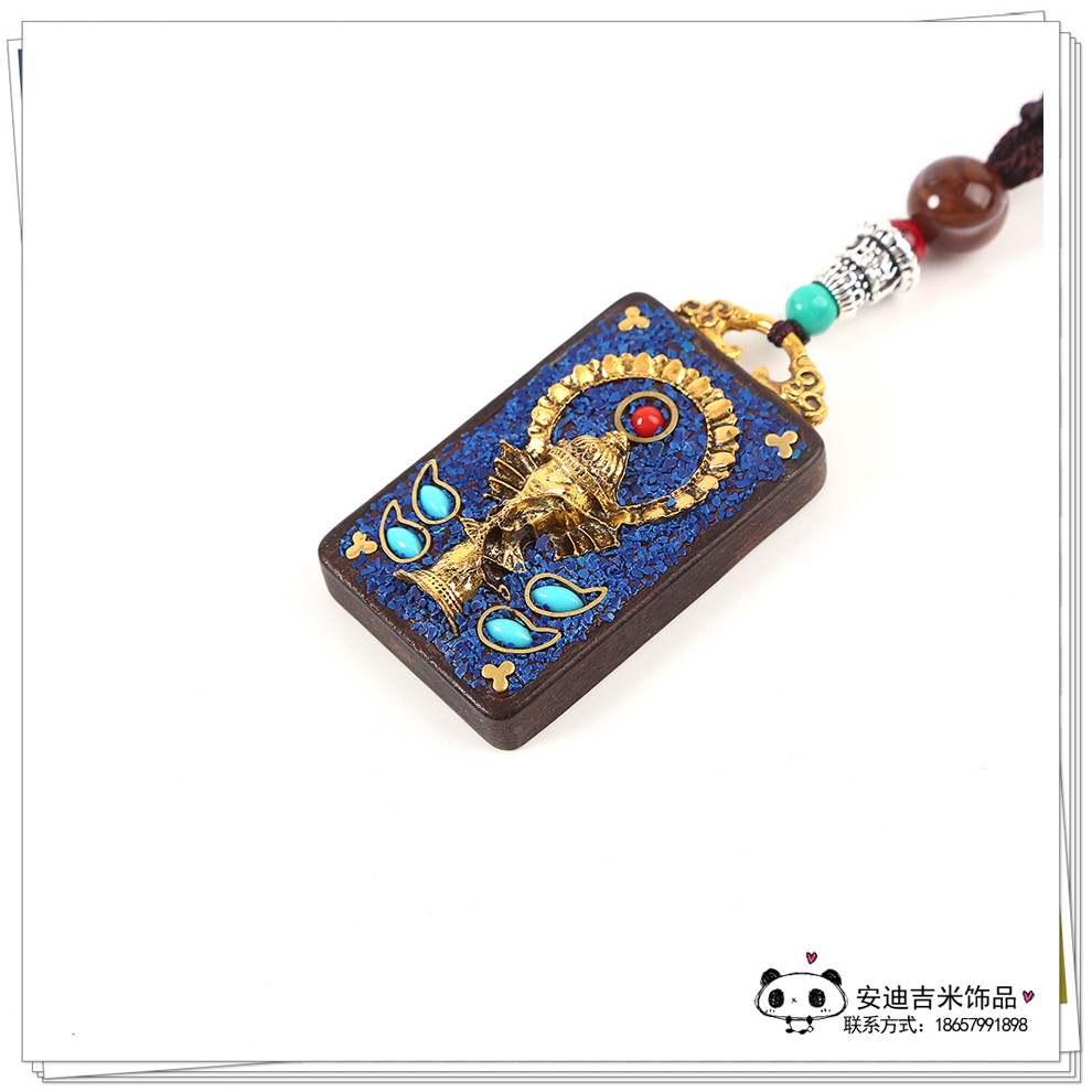 Vintage Nepal Tibet Thangka Handmade Blackwood Keychain Pendant High-End Gift Ethnic Style Ornaments Popular