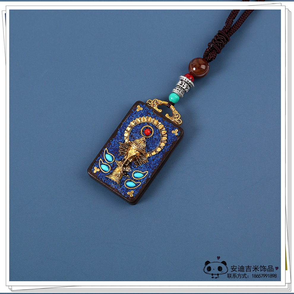 Vintage Nepal Tibet Thangka Handmade Blackwood Keychain Pendant High-End Gift Ethnic Style Ornaments Popular