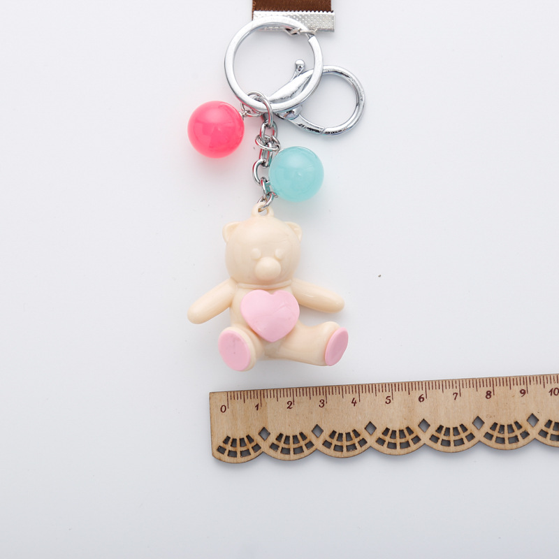 New Bags Pendant Keychain Key Ring Circle Key Chain Creative Gift Korean Candy Sitting Bear Strap