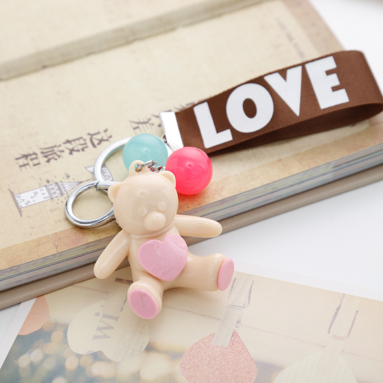 New Bags Pendant Keychain Key Ring Circle Key Chain Creative Gift Korean Candy Sitting Bear Strap