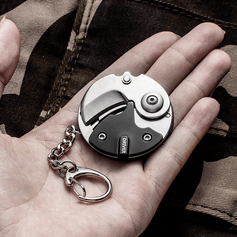 Mini Coin Knife Outdoor Knife Self-Defense Portable Knife Folding Knife Keychain Pendant Multifunction Screw Tools