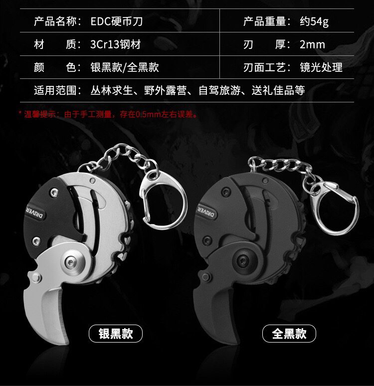 Mini Coin Knife Outdoor Knife Self-Defense Portable Knife Folding Knife Keychain Pendant Multifunction Screw Tools Mini Coin Knife Outdoor Knife Self-Defense Portable Knife Folding Knife Keychain Pendant Multifunction Screw Tools